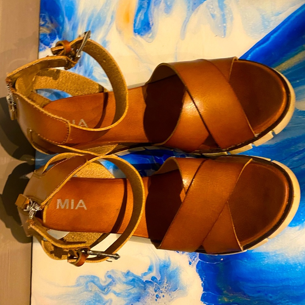 Mia Sox 9 1/2 Cognac Platform Sandals